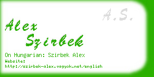 alex szirbek business card